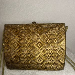 Gold basket woven purse vintage